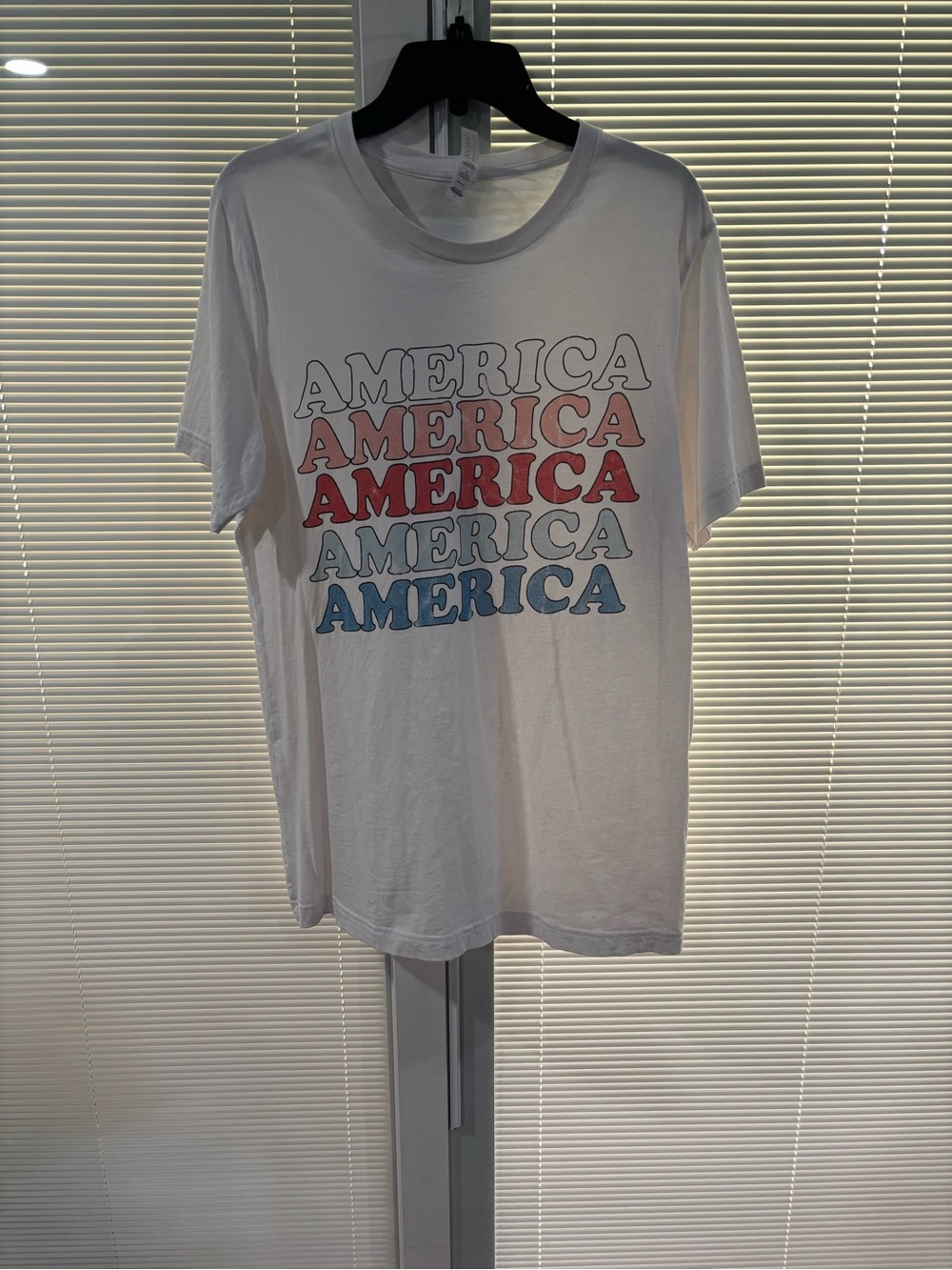 Bella Canvas White Short-Sleeve 'America' Graphic Tee with Red & Blue Text
